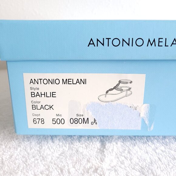 New ANTONIO MELANI black leather sandals with ornate black chain detailing - Picture 11 of 11